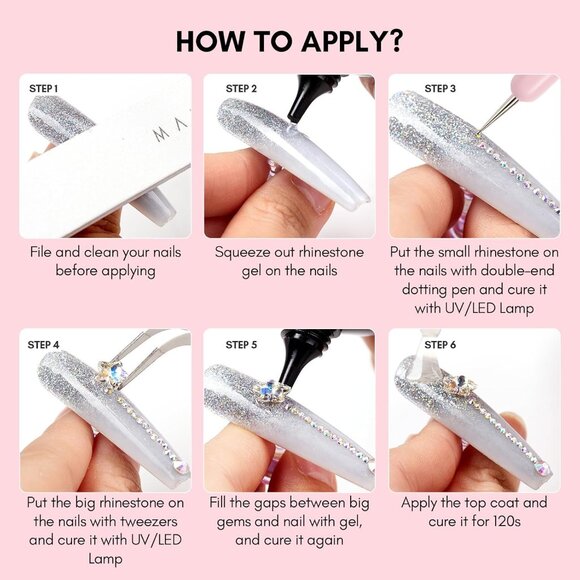 Nail Rhinestone Glue Kit: 15ml Strong Gems Adhesive Gel with 3360pcs - Picture 2 of 8